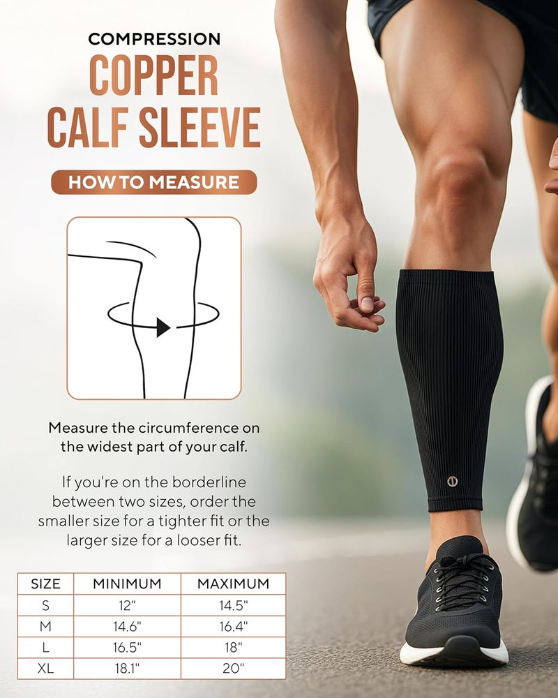 TheraCopper Copper Calf Compression Sleeve — Premium Copper Compression Shin Sleeve for Men & Women — Breathable & Non-Slip Leg Sleeves for Runners, Shin Splints, Muscle Recovery & Leg Fatigue - Image 5